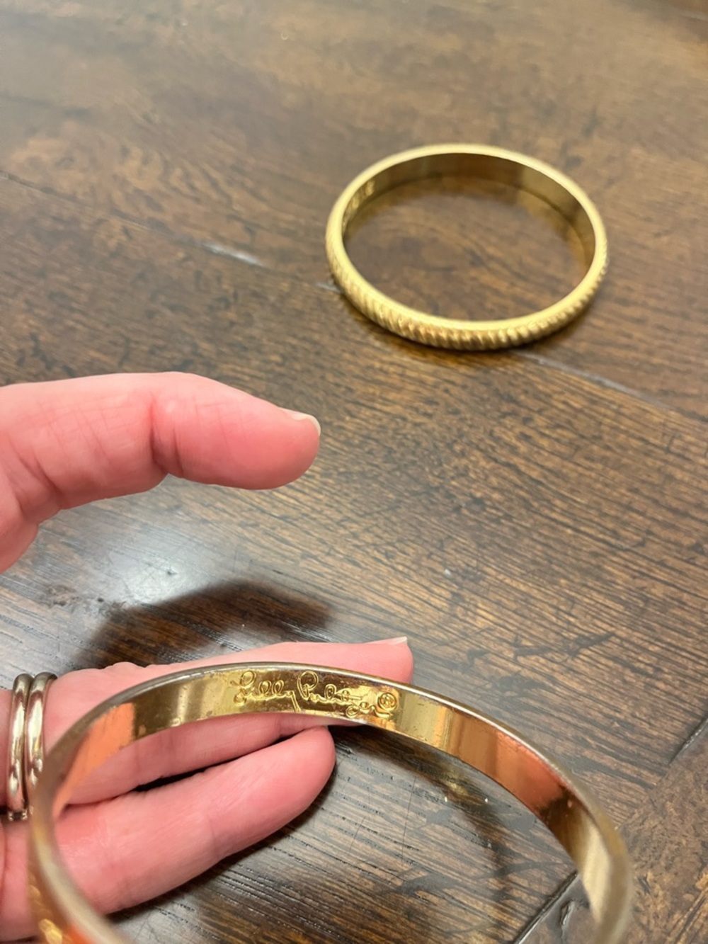 Lilly Pulitzer Gold-Tone Engraved Cuff and Textured Bangle Set - Picture 3 of 7